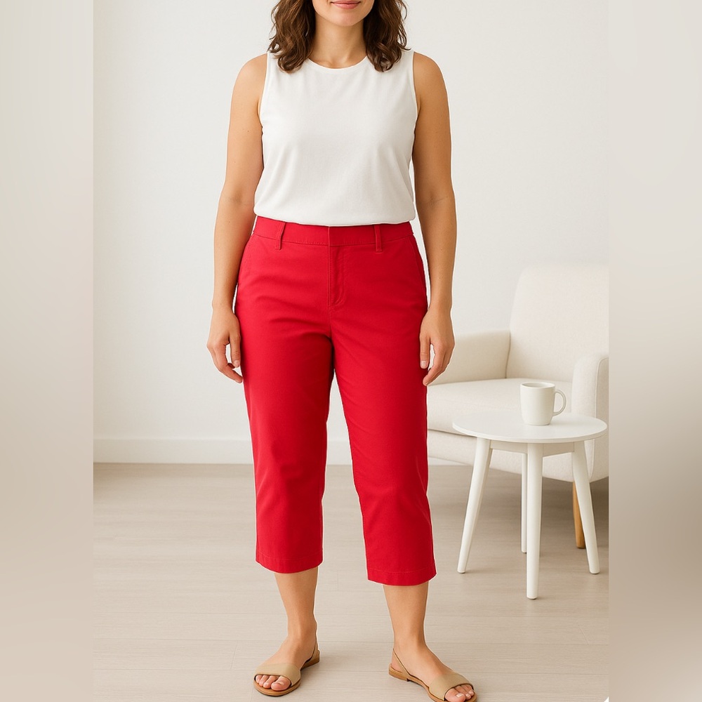 Real Comfort by Chadwick’s Red Women's Capri Pants. 100% Cotton. Size 14
